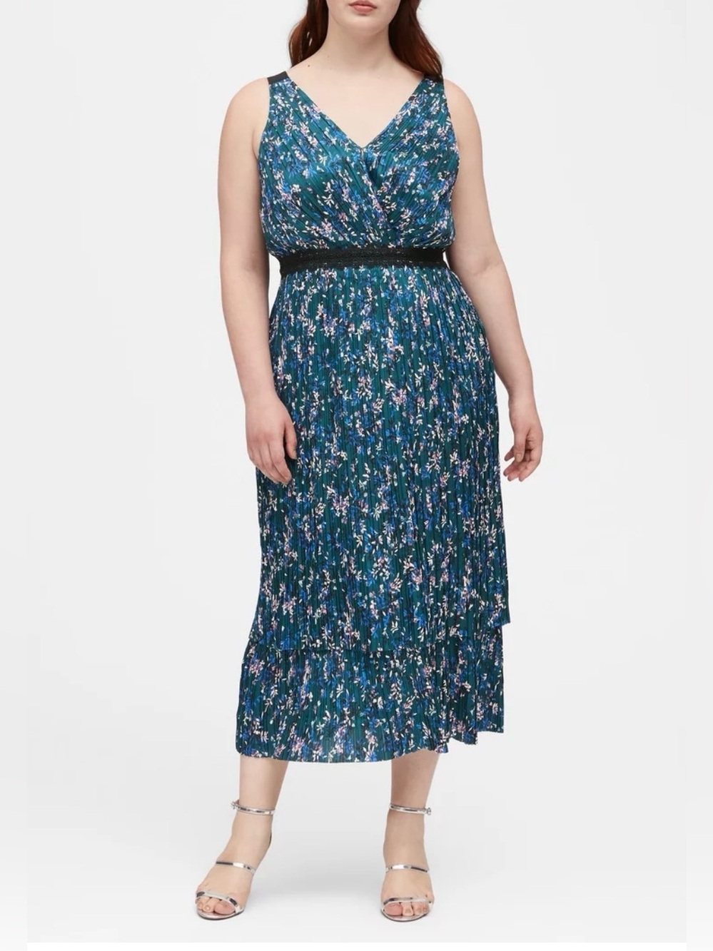 Banana Republic Floral Pleated Tiered Midi Dress